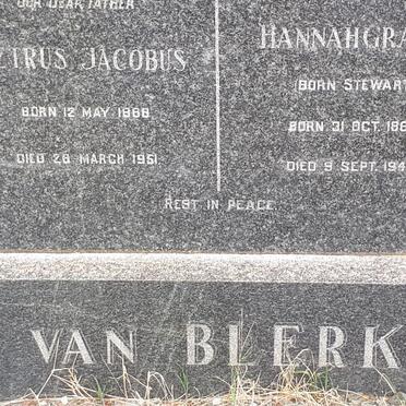 BLERK Petrus Jacobus, van 1868-1951 &amp; Hannah Grant STEWART 1863-1949
