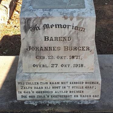BURGER Barend Johannes 1871-1918