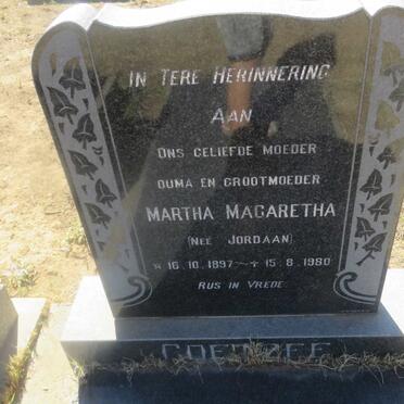 COETZEE Martha Magaretha nee JORDAAN 1897-1980