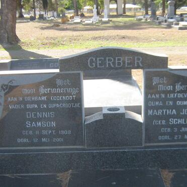 GERBER Dennis Samson 1909-2001 &amp; Martha Johanna SCHLEBUSCH 1920-2001