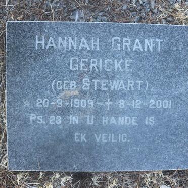GERICKE Hannah Grant nee STEWART 1909-2001