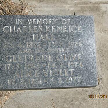 HALL Charles Kenrick 1882-1976 :: HALL Gertrude Olive 1883-1974 :: HALL Alice Violet 1891-1977