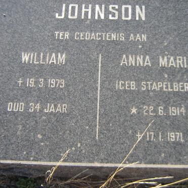 JOHNSON William -1973 &amp; Anna Maria STAPELBERG 1914-1971