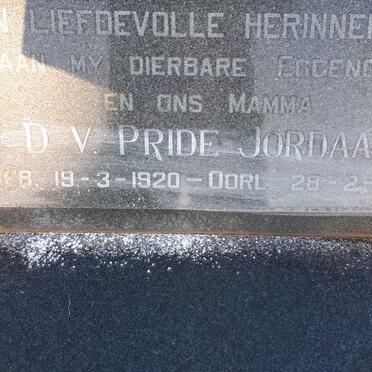 JORDAAN D.V. Pride 1920-1969