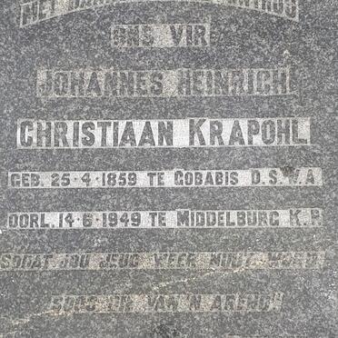 KRAPOHL Johannes Heinrich Christiaan 1859-1949