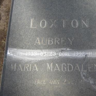 LOXTON Aubrey 1933-1992 &amp; Maria Magdalena VAN ZYL