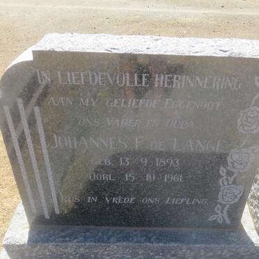 LANGE Johannes F., de 1893-1961 &amp; Lily Evelyn COWLEY 1899-1978 