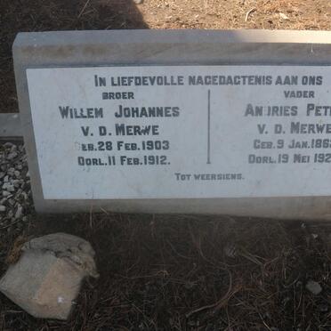 MERWE Andries Petrus, v.d. 1862-1927 :: VAN DER MERWE Willem Johannes 1903-1912