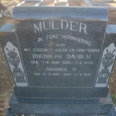 MULDER Roedolph David H. 1892-1973 &amp; Johanna S. 1893-1976