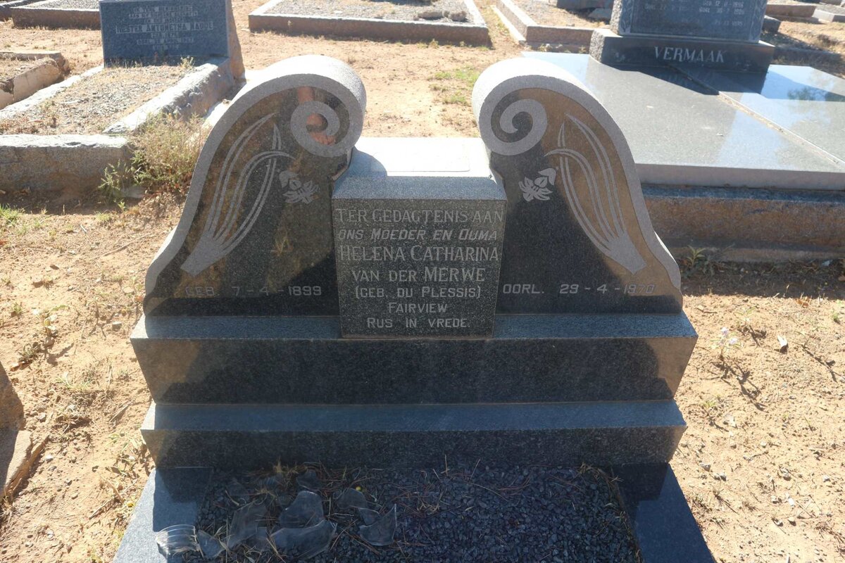 MERWE Helena Catharina, van der nee DU PLESSIS 1899-1970