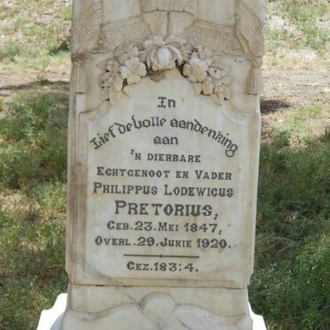 PRETORIUS Philippus Lodewicus 1847-1920