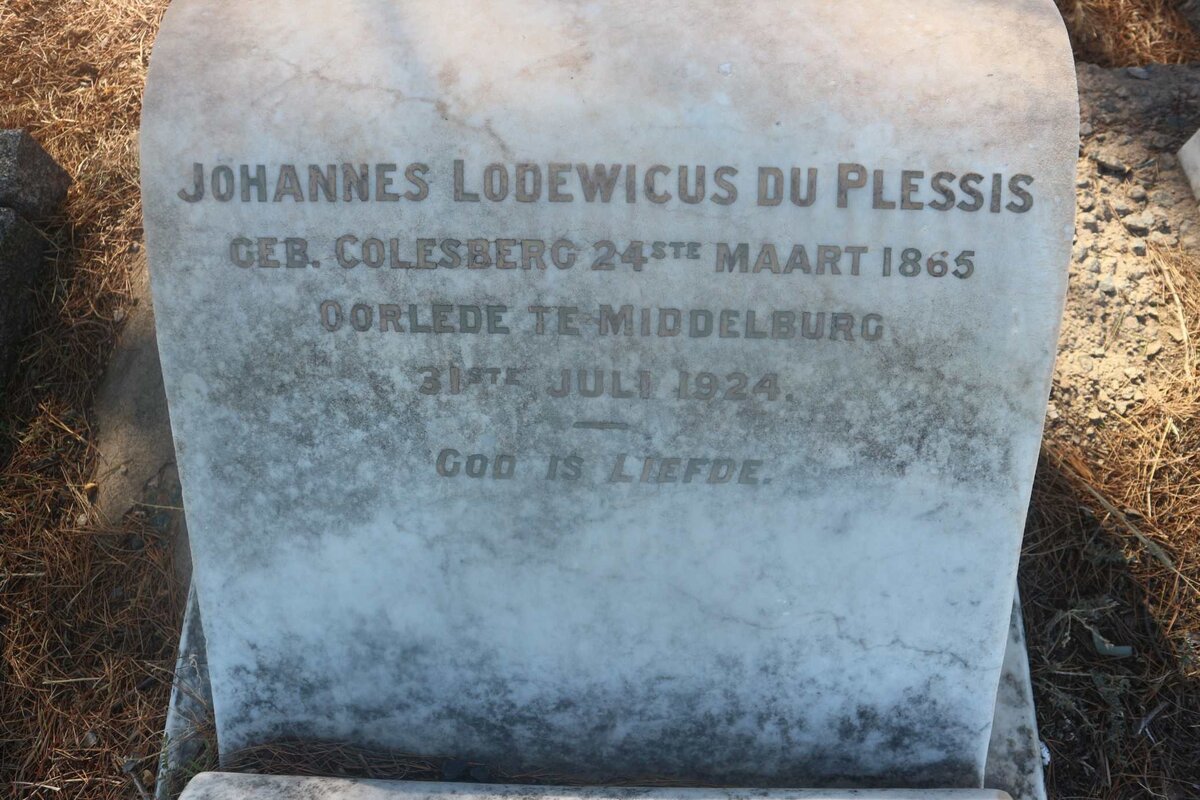 PLESSIS Johannes Lodewicus, du 1865-1924
