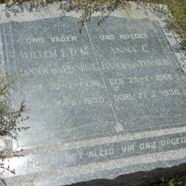 RENSBURG Willem L.D.M., Jansen van 1859-1930 &amp; Anna C. 1868-1936