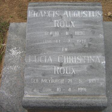 ROUX Francis Augustus 1896-1978 &amp; Lucia Christina MEYBURGH 1897-1991