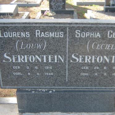 SERFONTEIN Lourens Rasmus 1916-1986 &amp; Sophia Cecilia 1920-1986