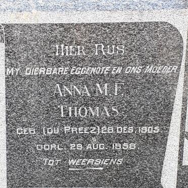 THOMAS Anna M.F. nee DU PREEZ 1905-1958