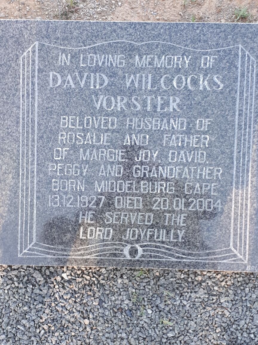 VORSTER David Wilcocks 1927-2004