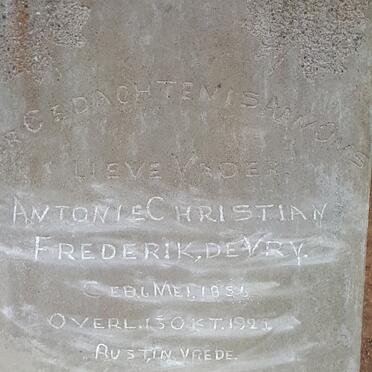 VRY Antonie Christian Frederick, de 1856-1925