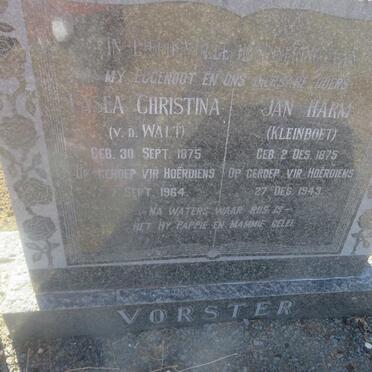 VORSTER Jan Harm 1875-1943 &amp; Lasea Christina VAN DER WALT 1875-1964