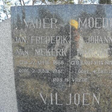 VILJOEN Jan Frederik van Niekerk 1868-1951 &amp; Johanna Margaretha LOOTS 1867-1934