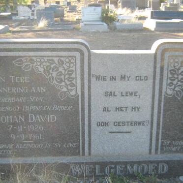 WELGEMOED Johan David 1891-1961 :: WELGEMOED Johan David 1926-1961