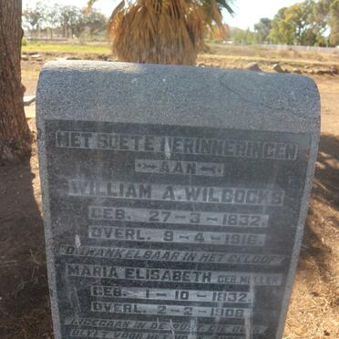 WILCOCKS William A. 1832-1916 &amp; Maria Elisabeth MULLER 1832-1908