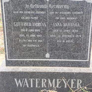 WATERMEYER Gottfried Andreas 1883-1950 &amp; Anna Barbara 1896-1974