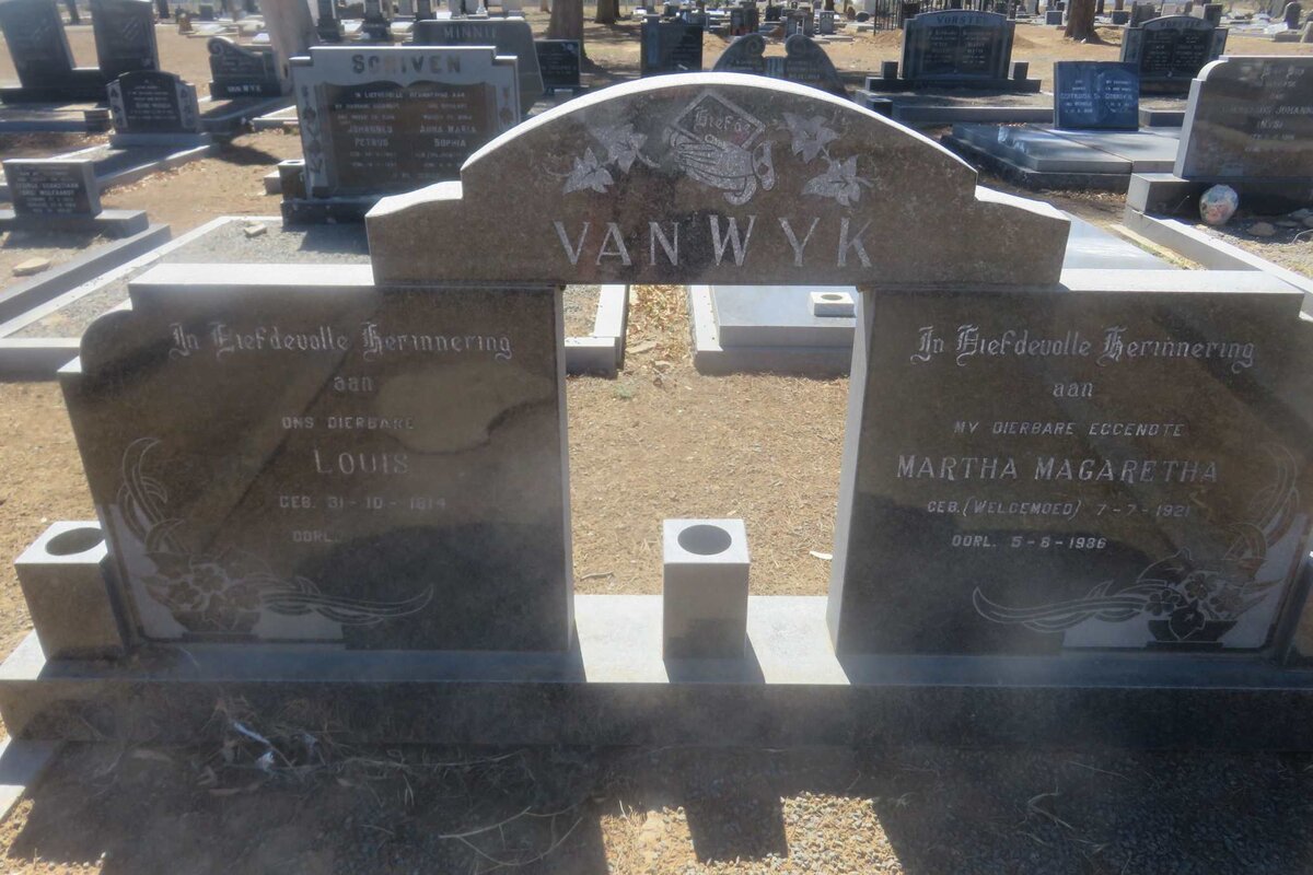 WYK Louis, van 1914- &amp; Martha Magaretha WELGEMOED 1921-1986