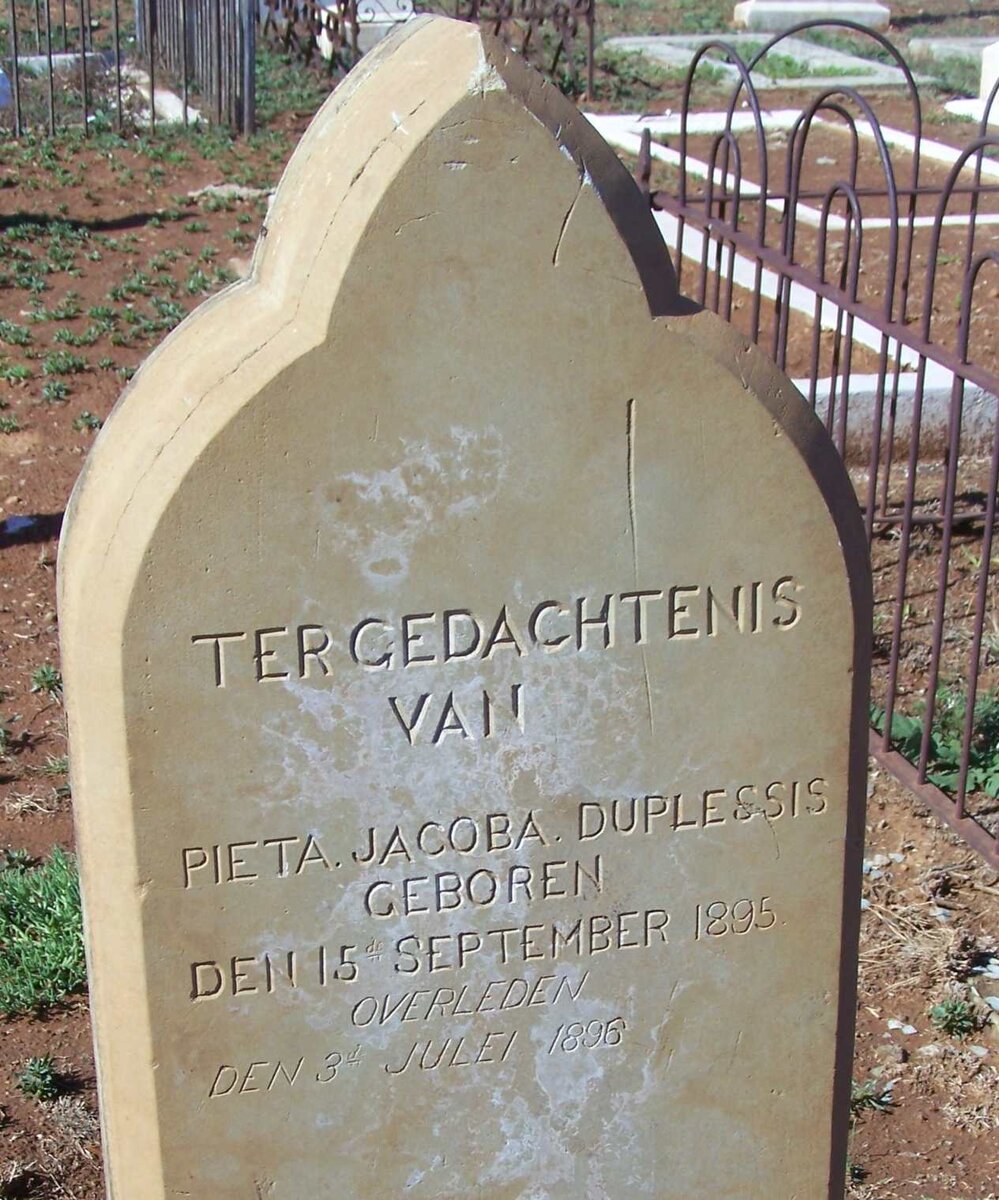 PLESSIS Pieta Jacoba, du 1895-1896