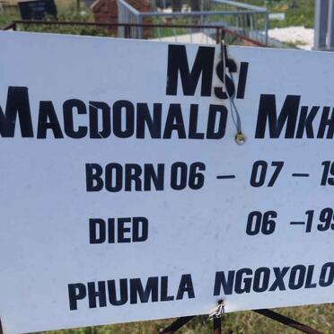 MSI MacDonald Mkhokeli 1938-1997