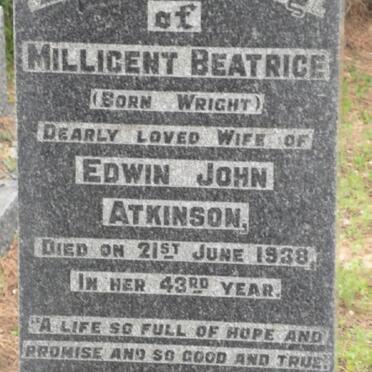 ATKINSON Millicent Beatrice nee WRIGHT -1938
