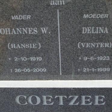 COETZEE Johannes W. 1919-2009 &amp; Delina VENTER 1923-1999