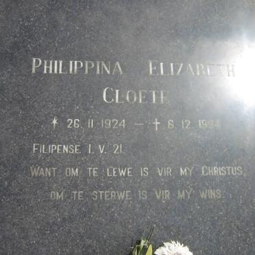 CLOETE Philippina Elizabeth 1924-1994