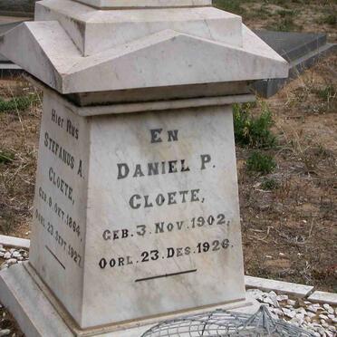 CLOETE Stefanus A. 1864-1927 :: CLOETE Daniel. P. 1902-1926 _2