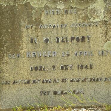 DELPORT M.M. nee KRUGER 1870-1945