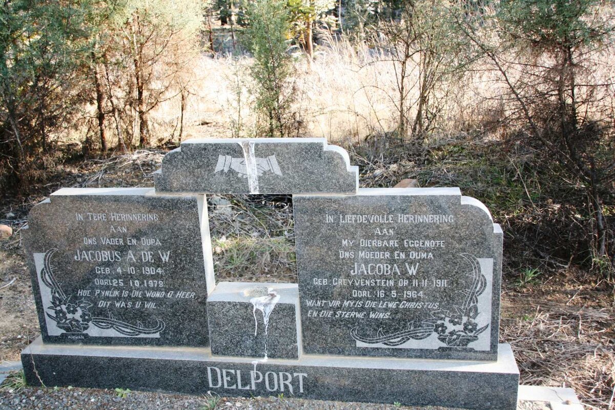 DELPORT Jacobus A. De W. 1904-1978 & Jacoba W. GREYVENSTEIN 1911-1964