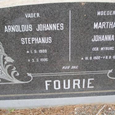 FOURIE Arnoldus Johannes Stephanus 1909-1996 &amp; Martha Johanna MYBURG 1922-1974