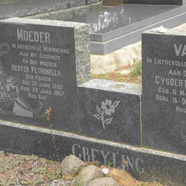 GREYLING Gysbert Jacobus 1895-1965 &amp; Hester Petronella KRUGER 1893-1957