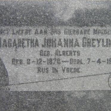 GREYLING Magaretha Johanna nee ALBERTS 1870-1952