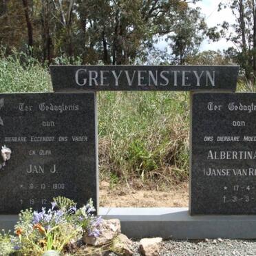 GREYVENSTEYN Jan J. 1900-1978 &amp; Albertina M.M. JANSE VAN RENSBURG 1908-1990