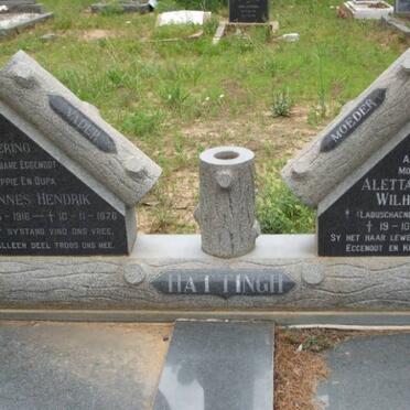 HATTINGH Johannes Hendrik 1916-1976 &amp; Aletta Catharina Wilhelmina LABUSCHAGNE 1921-1984