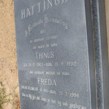 HATTINGH Thinus 1905-1992 &amp; Freda DE KLERK 1911-1996