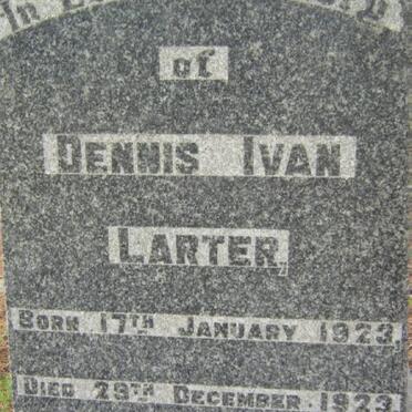 LARTER Dennis Ivan 1923-1923