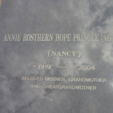 PRINGLE Robert Allen 1920-1996 &amp; Annie Rosthern HOPE 1919-2004 