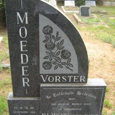 VORSTER M.E. voorheen DE BRUIN nee DE VRIES 1914-1994