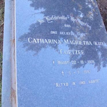 COETZEE Catharina Magrietha nee ROODT 1908-1992