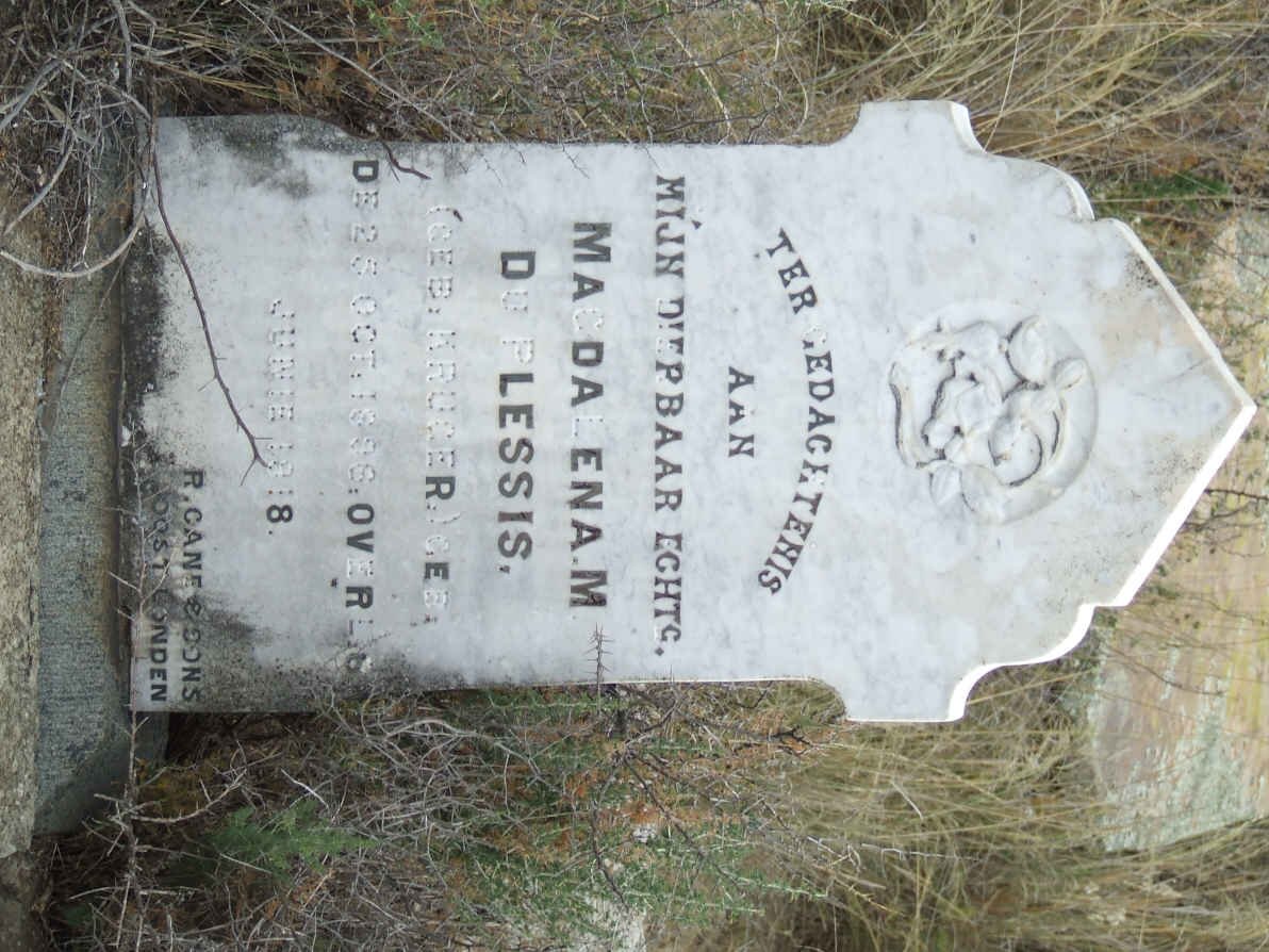 PLESSIS Magdalena M., du nee KRUGER 1898-1918