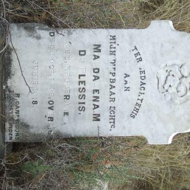 PLESSIS Magdalena M., du nee KRUGER 1898-1918