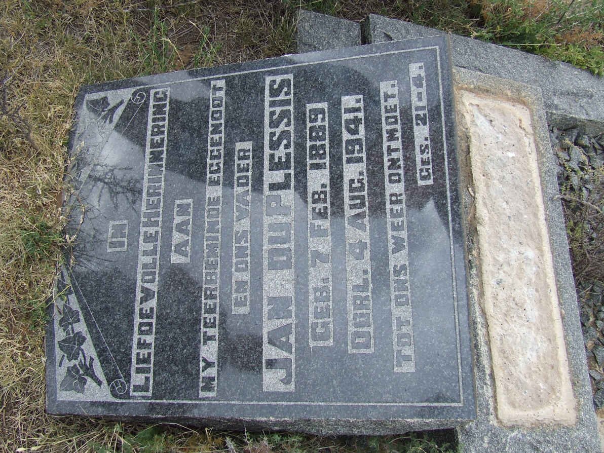 PLESSIS Jan, du 1889-1941