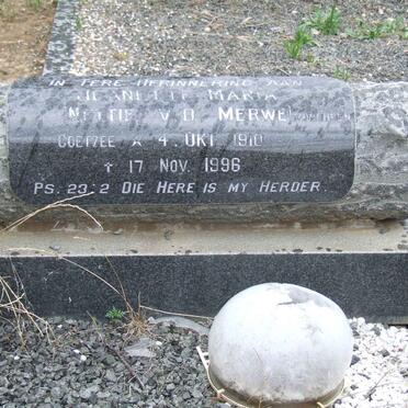 MERWE Jeanette Maria, van der nee COETZEE 1910-1996